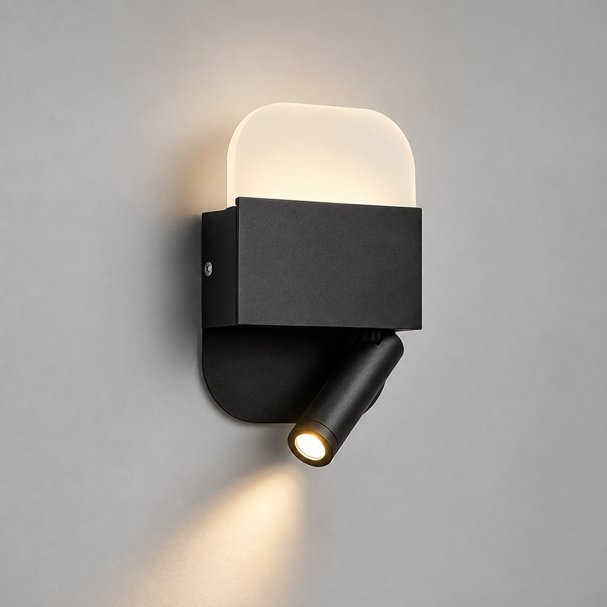 Настінний світильник чорний з вимикачем на корпусі W-12 cm E27 White+Black Merry spot 240922-100003689