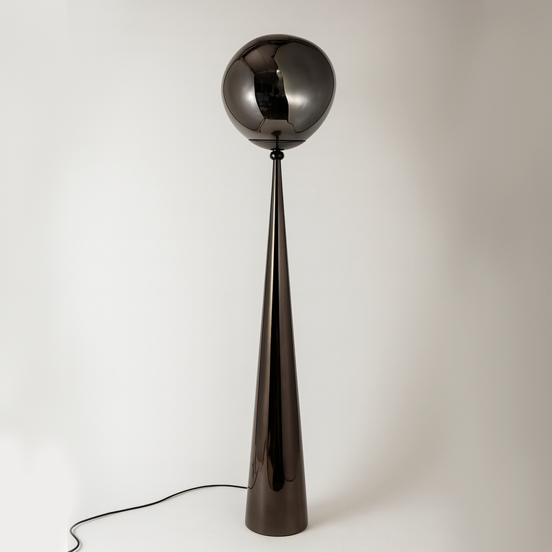 Торшер сірий димчастий з плафоном органічної форми H-155 cm E27 Smokey Grey Melt plazma floor lamp 250931-100006062
