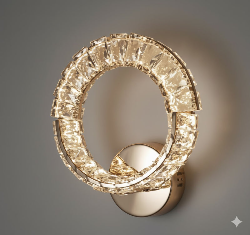 Настінний світильник золотий з кришталевим плафоном D-26 cm Led 43W Gold Crystal Shine wall lamp 251176-100006662