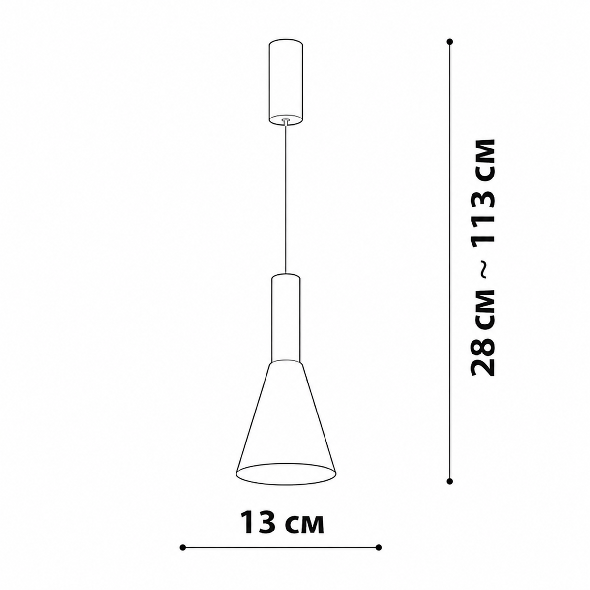 Підвісний світильник чорно - золотий H - 113 cm D - 13 cm Led 15W 3000K Gold + Black Tubie D 260866-100008524