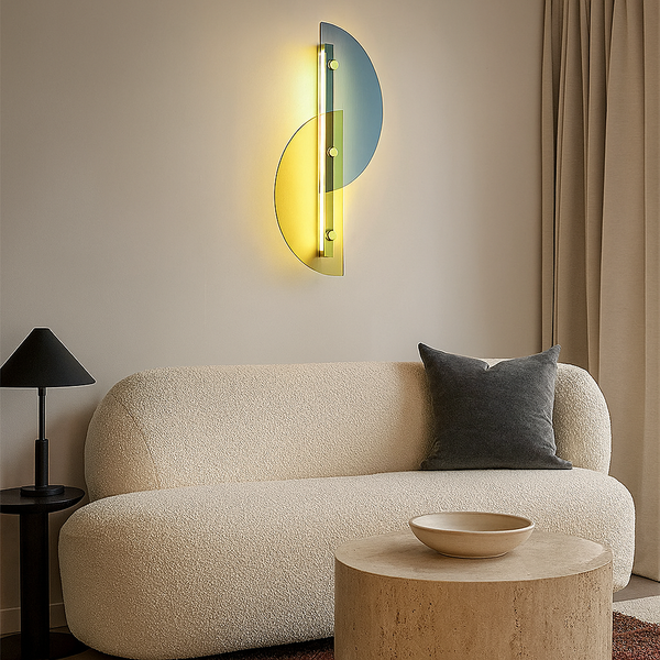 Бра скляне жовто-блакитне півкруги H-50 cm W-28 cm Led 10W 3000К Circles color Yellow-blue 230858-100002431