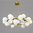 Люстра золота підвісна на 25 круглих плафонів D - 70 cm G9x25 Gold + White Bubbles 260588-100008037