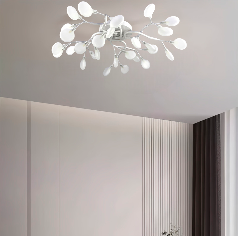 Люстра біла стельова дерево L-70 cm H-20 cm матові лепестки G4х28 White Tree 250618-100005242