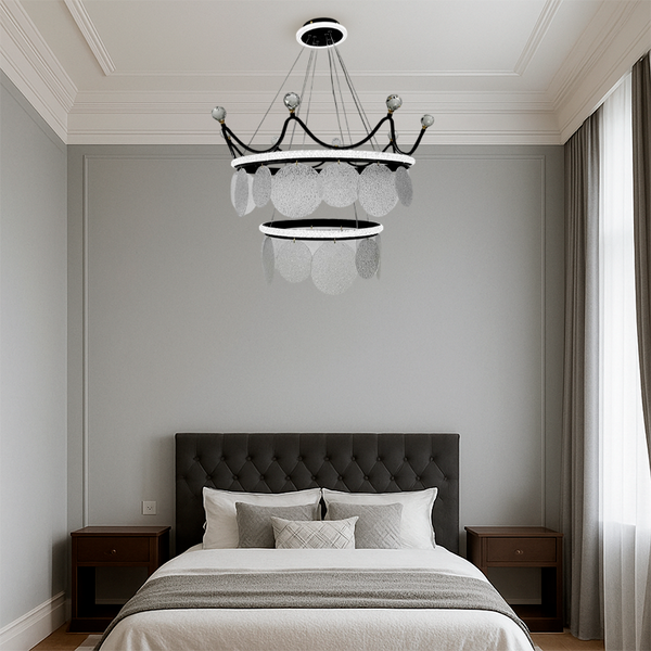 Люстра підвісна чорна корона D-50 / D-70 cm Led Black Crown 250718-100005681