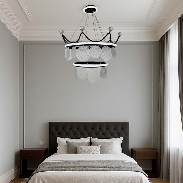 Люстра підвісна чорна корона D-50 / D-70 cm Led Black Crown 250718-100005681