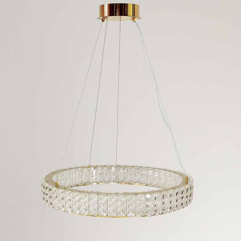 Люстра золота кільцева з кришталевим плафоном з візерунком D-50 cm / D-60 cm  Led 59W / 69W Gold Crystal Lattice Nice 251235-100006778