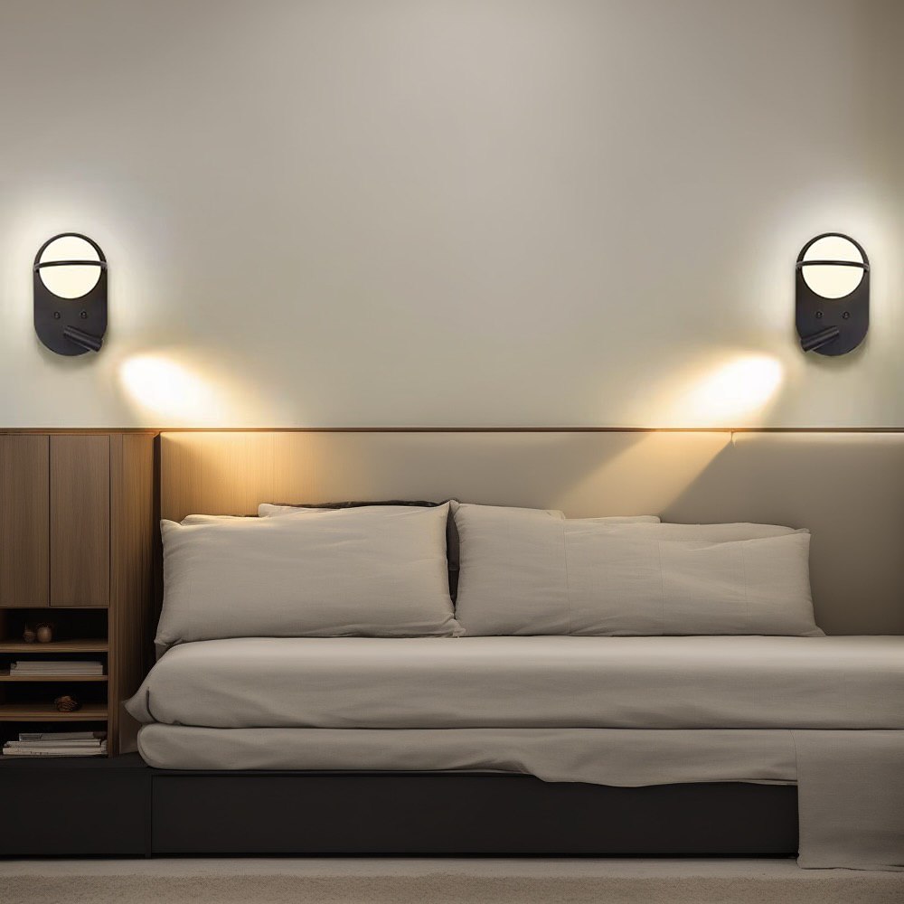 Настінний світильник з вимикачем на корпусі Merry bollo black H190 Led 4.5W 3000K 4000K 6000K Black + White 241218-100004015
