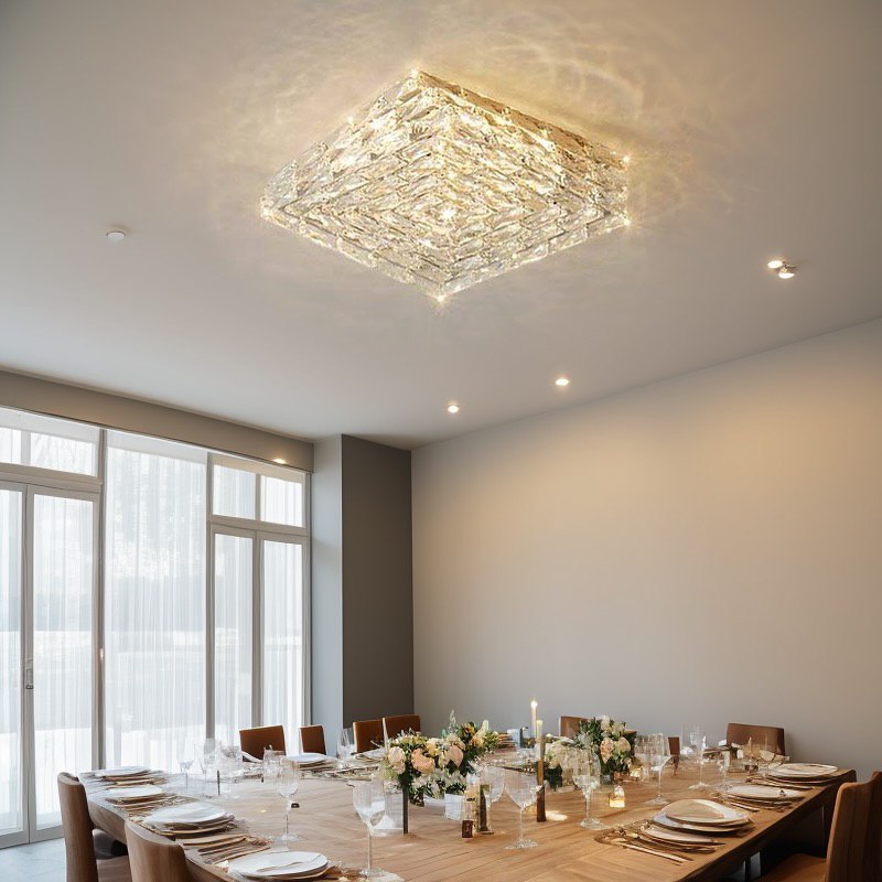 Люстра стельова H-16 cm L-40 cm/ 52 cm Led 38W / 52W Gold / Chrome Crystal square 240722-100003438