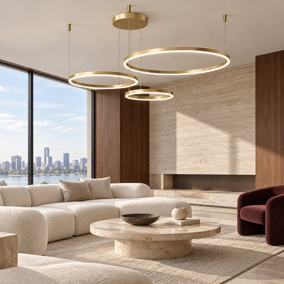 Підвісні люстри золота з кільцями у 3-х варіаціях Led Gold Circle Total rings 251018-100006314