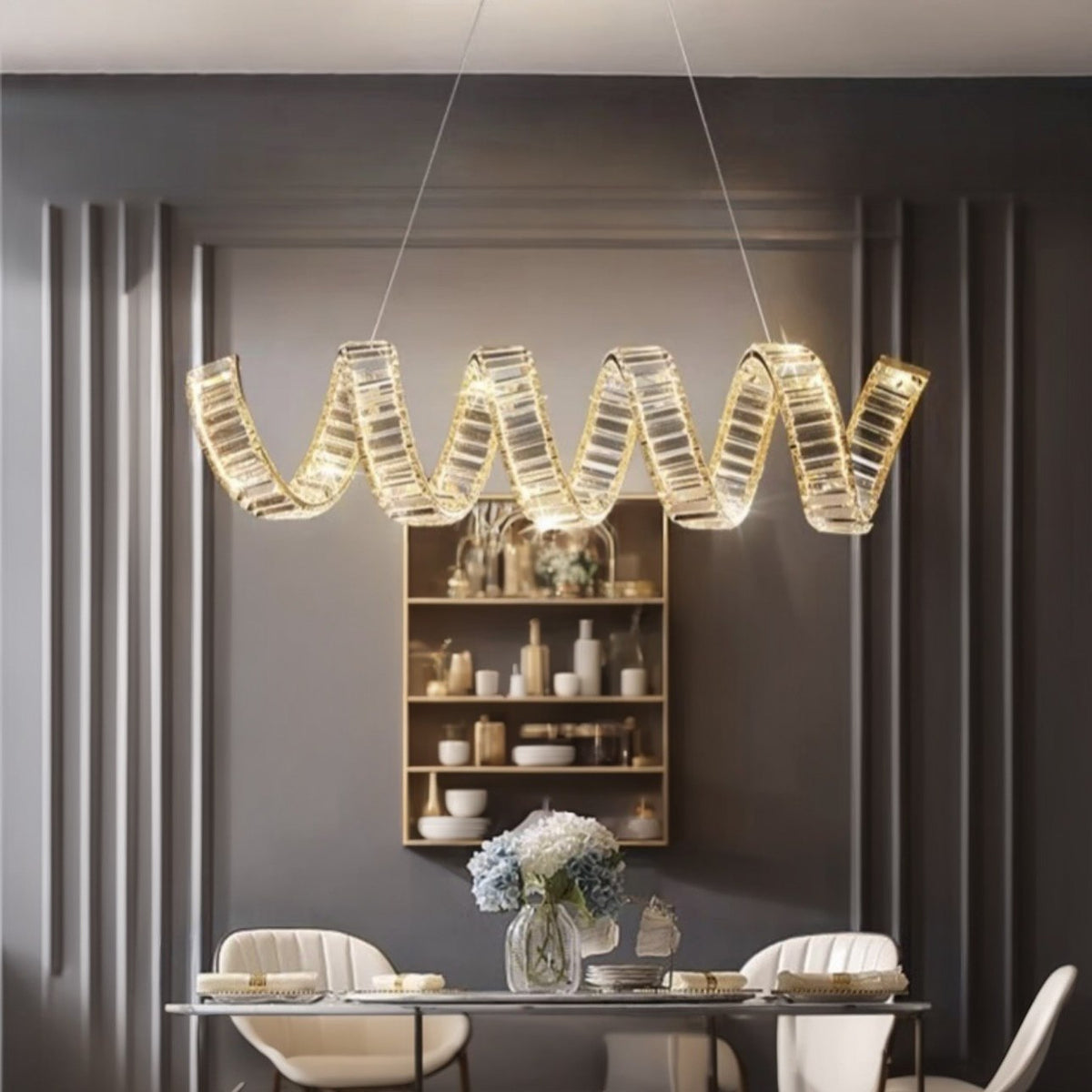 Підвісна люстра L-100 cm Led 80W 3000K 4000K 6000K Gold Crystal Diamond 241222-100004009