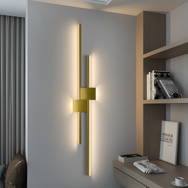 Бра лінійне Double lines square H60 / H80 / H100 Led 18-28W Gold 250419-100004359