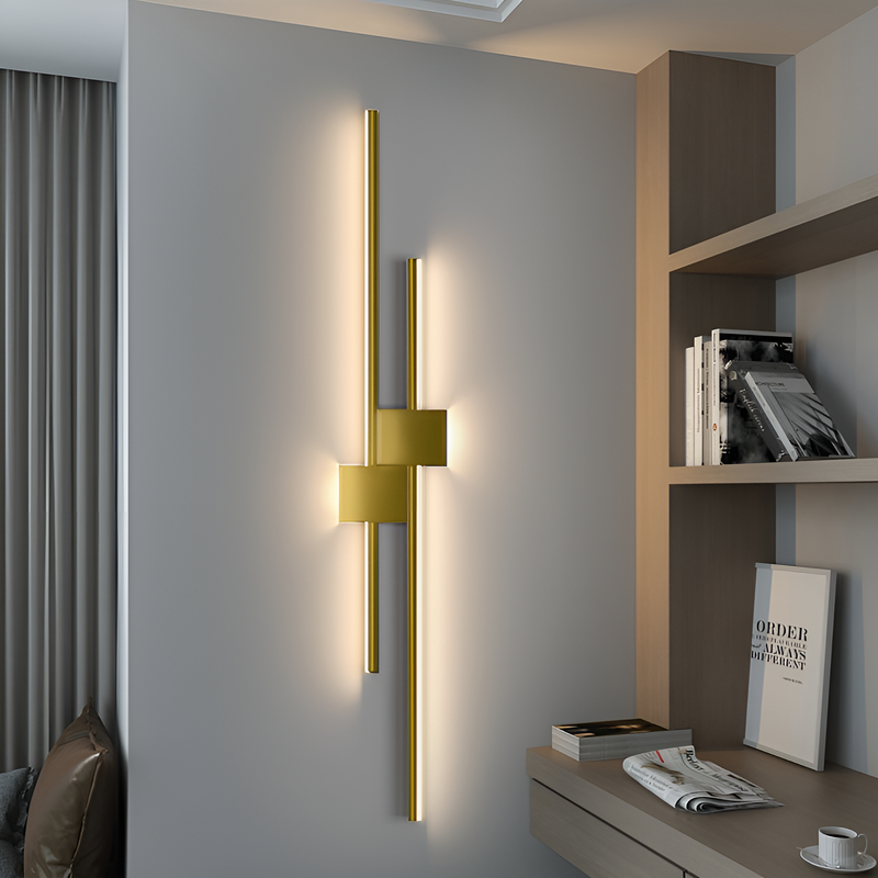 Бра лінійне Double lines square H60 / H80 / H100 Led 18-28W Gold 250419-100004359