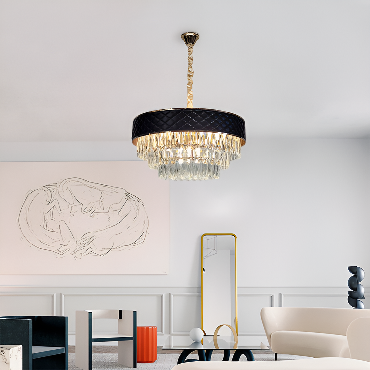 Люстра підвісна Crystal D-50cm / D-60cm / D-80cm E14 Black 250535-100004992