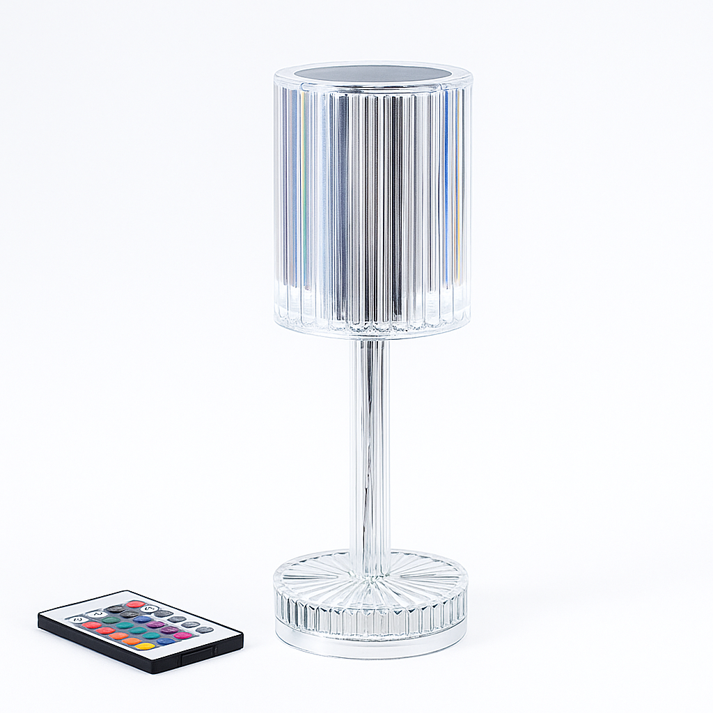Настільна лампа акумуляторна з прозорим плафоном та пультом RGB H-25 cm Led Crystal Tube RGB 251131-100006545
