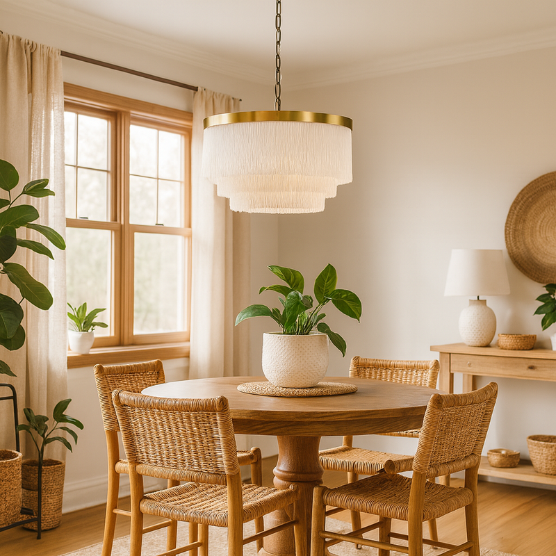 Люстра золота підвісна з текстильним абажуром D-50 cm / 60cm / 80 cm Macrame Gold 251018-100006304