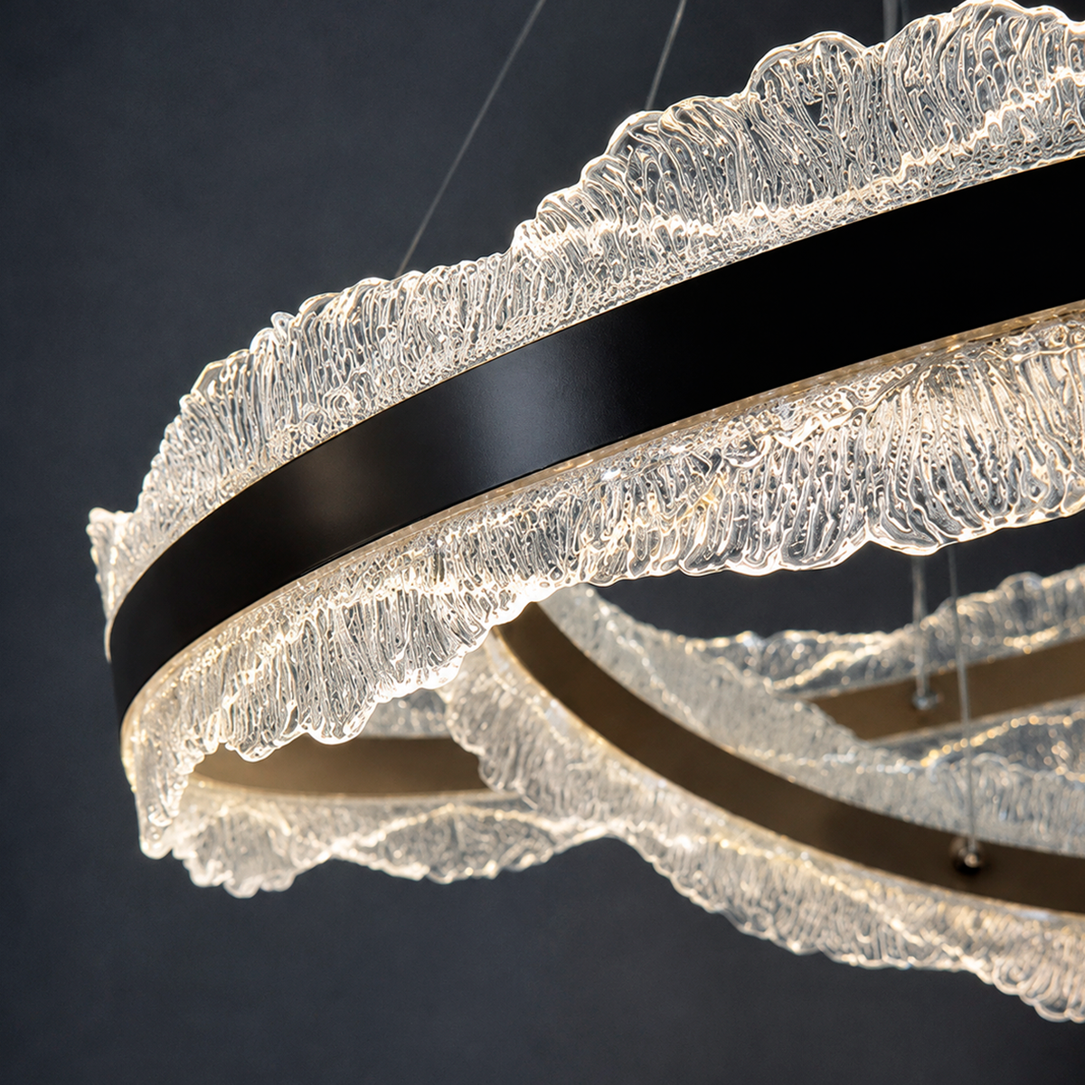 Люстра кавова на 2 кільця D-60+40 cm Led 200W Coffee Lace 260588-100007954