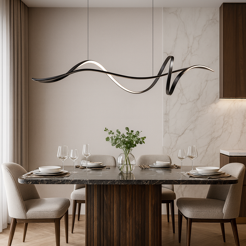 Люстра чорна видовжена L- 120 cm W-28 cm Led 115W Black Line Wave 251088-100006354