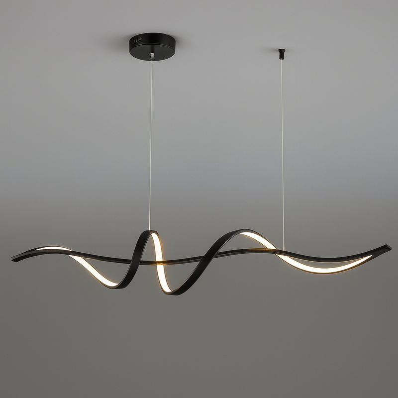Люстра чорна видовжена L- 120 cm W-20 cm Led 115W Black Line Wave 251088-100006355