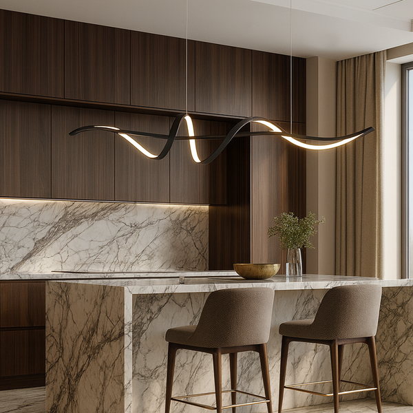 Люстра чорна видовжена L- 120 cm W-20 cm Led 115W Black Line Wave 251088-100006355