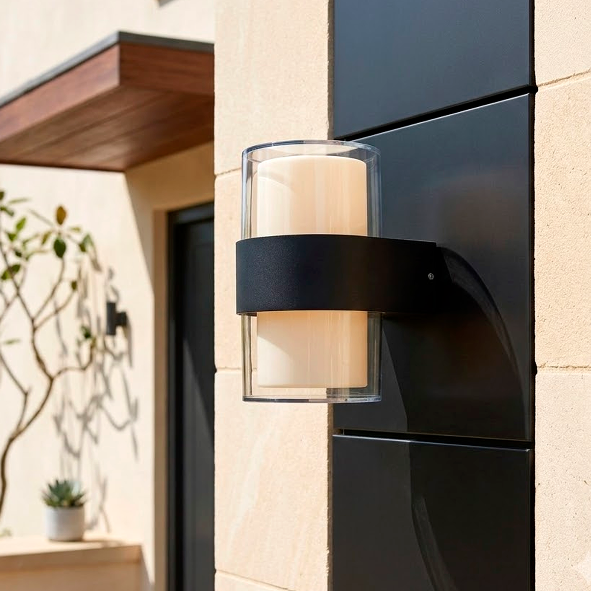 Настінні фасадні світильники H-13 cm Led 12W 3000K IP54 Black Cylinder street 230319-100001508