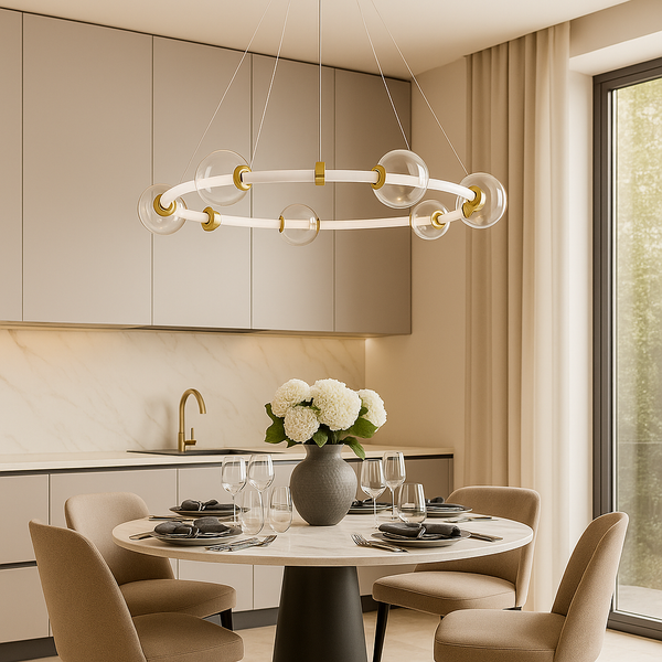 Люстра підвісна золота кільцева з прозорими плафонами D-75 cm Led 20W Gold Stellar Ring 250931-100006164