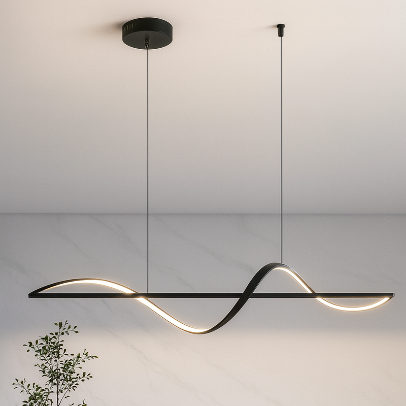 Люстра чорна видовжена підвісна L-120 cm Led Black Line Wave Hiea Led 251088-100006467