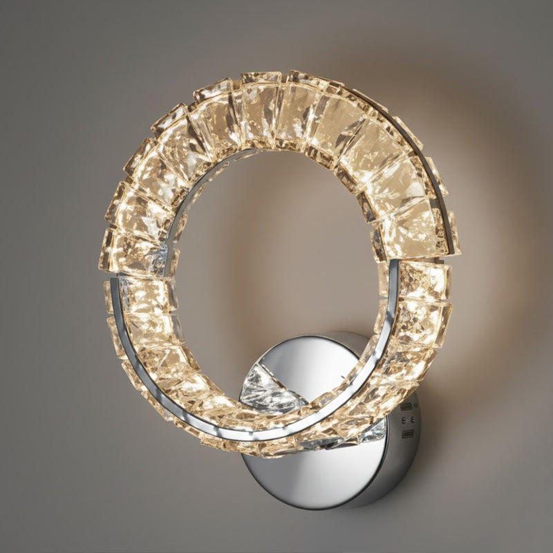 Настінний світильник срібний з кришталевим плафоном D-26 cm Led 43W Chrome Crystal Shine wall lamp 251176-100006663