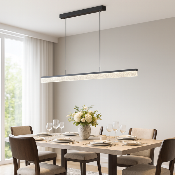 Люстра чорна підвісна видовжена L-130 cm Led 144W Black Ice Line 251022-100006360