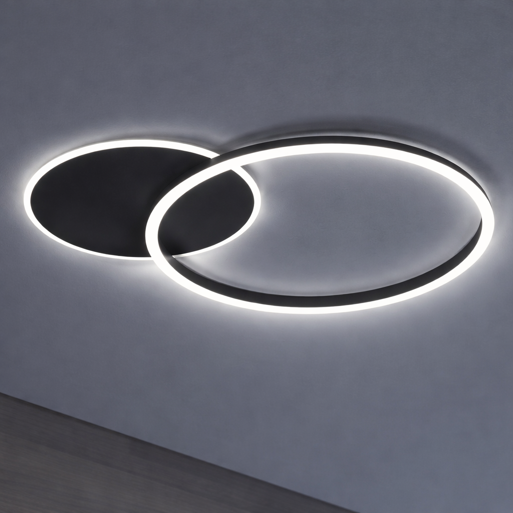 Світильник стельовий чорний світлодіодний L - 55 cm Led 40W Black Rings 260140-100007026