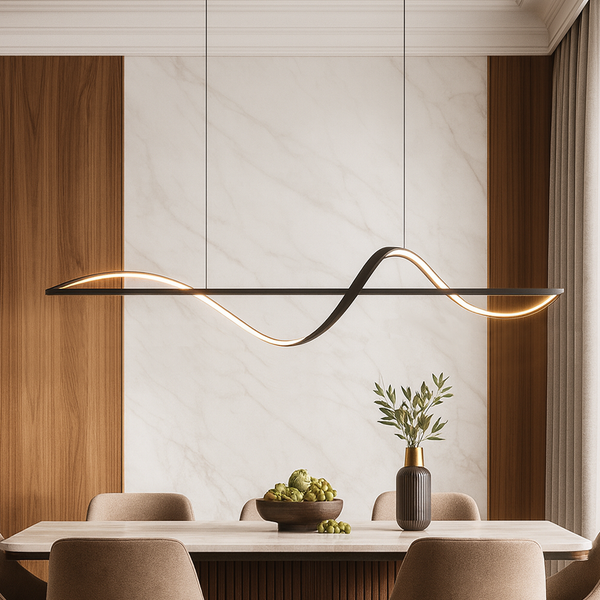 Люстра чорна видовжена підвісна L-120 cm Led Black Line Wave Hiea Led 251088-100006467