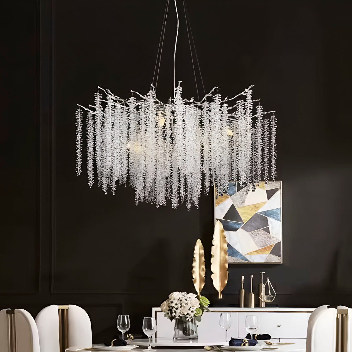 Підвісні люстри срібні з регулюючими плафонами D-50/ 60/ 80/ 100 cm G9 Chrome Tree 250818-100005876
