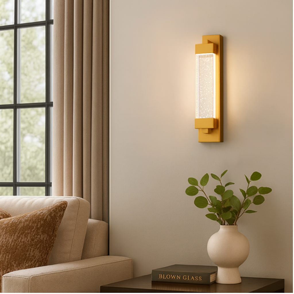 Світильник настінний золотий з прозорим плафоном H-35 cm Led 12W Gold Bubbles Grand Glass 251036-100006364
