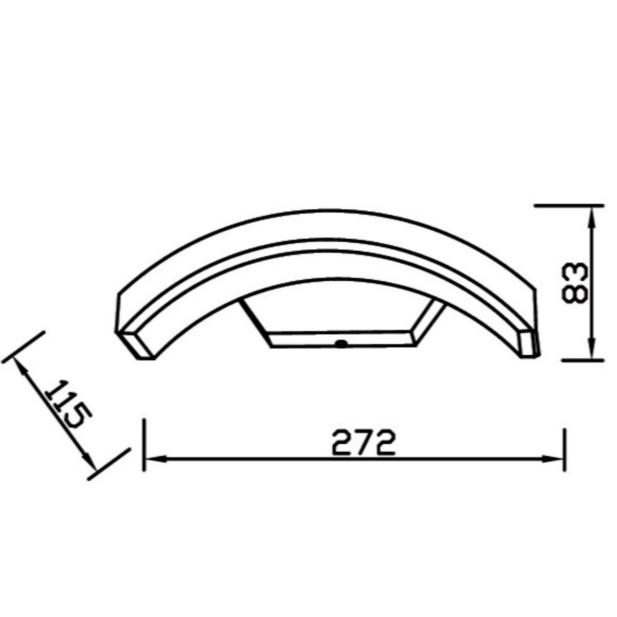 Настінний чорний вуличний світильник L-27,2 cm Led 9,6W IP54 3000K Black + White Ella 260619-100008213
