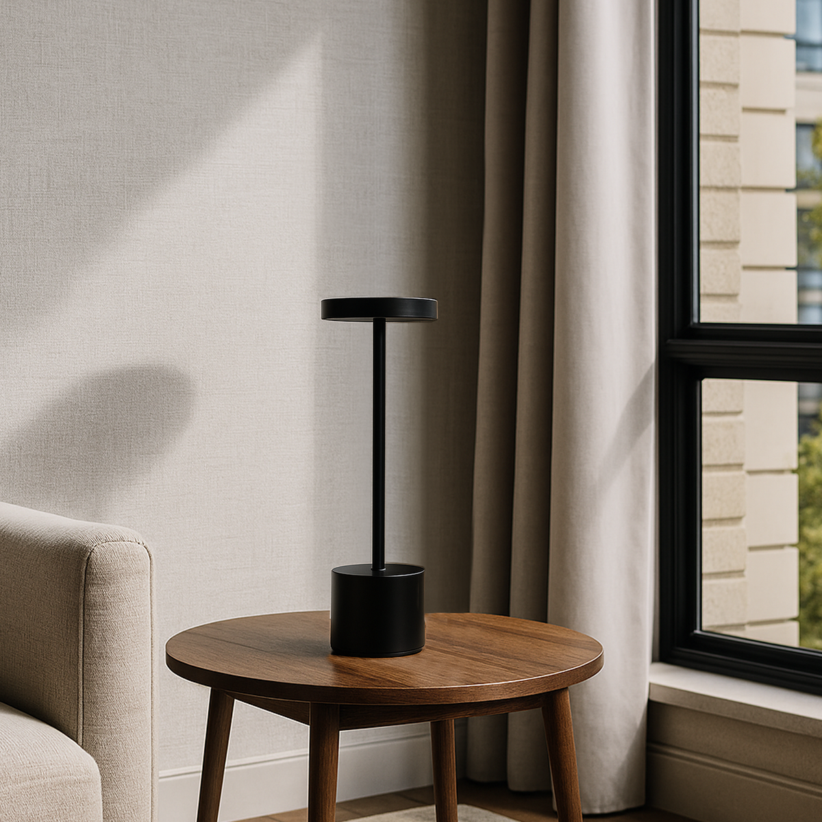 Настільна лампа чорна акумуляторна H-34 cm Led 3.5W 3000K-6000K Black Hermes 251188-100006554