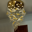 Люстра стельова з золотою основою та каскадом скляних підвісів Gold Premium Crystal Cascade 251217-100006856