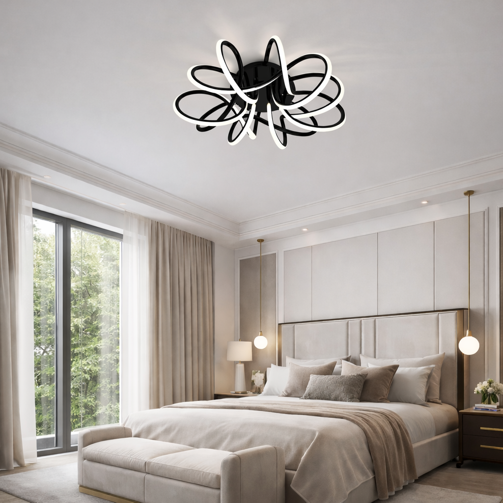 Люстра чорна стельова світлодіодна D-55 cm Led 192W Black Spider 260119-100007149