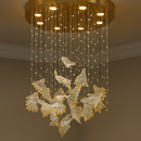 Люстра стельова з золотою основою та каскадом скляних підвісів Gold Premium Crystal Cascade 251217-100006856