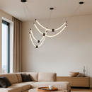 Люстра підвісна чорна довга з гнучкого канату L-200 cm Led 56W Black Neon Light 250931-100006171