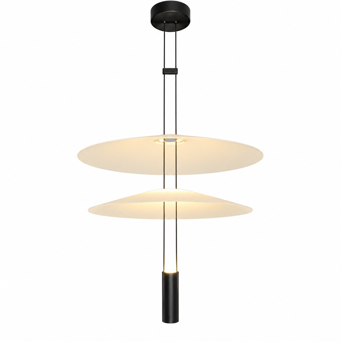 Люстра підвісна чорна з 2 білими плафонами H max-145 cm D-50 cm Led 9W Black+White Flamingo 260931-100008794