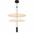 Люстра підвісна чорна з 2 білими плафонами H max-145 cm D-50 cm Led 9W Black+White Flamingo 260931-100008794