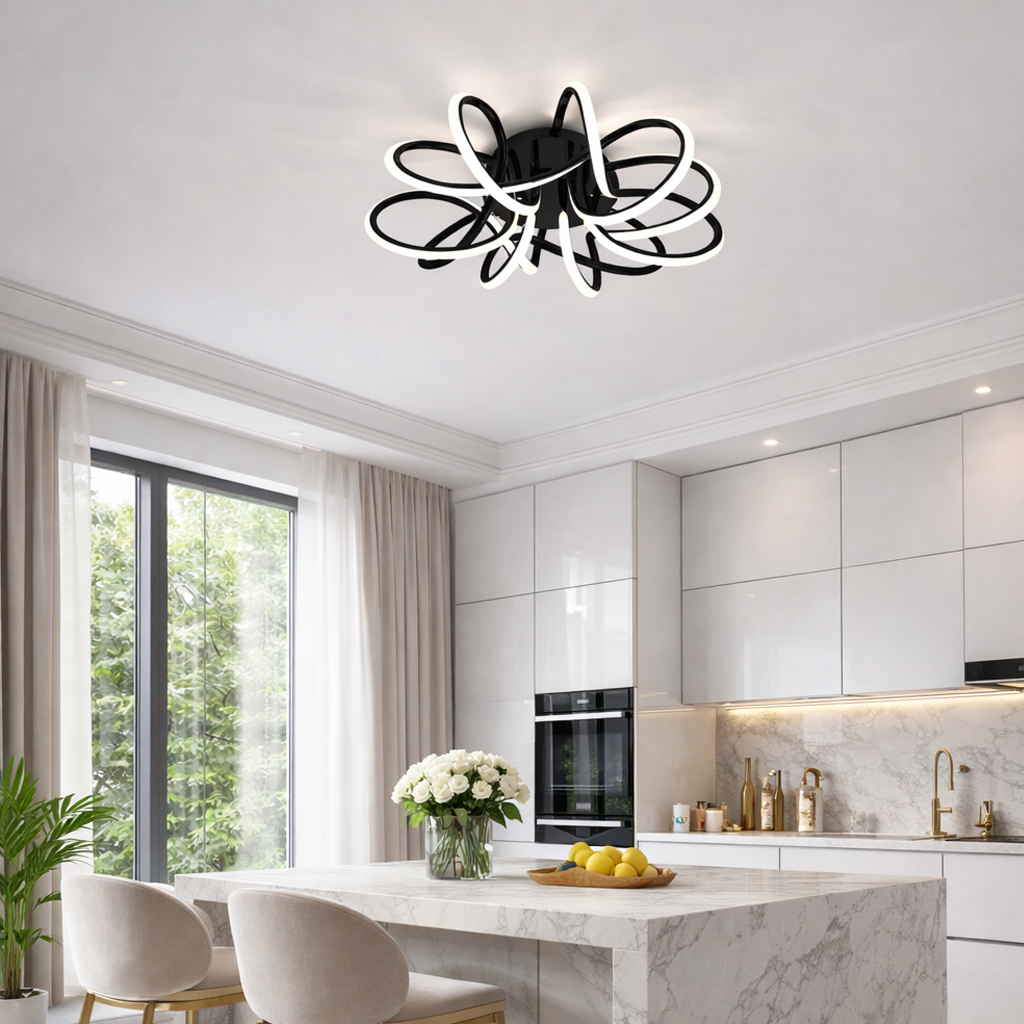 Люстра чорна стельова світлодіодна D-55 cm Led 192W Black Spider 260119-100007149