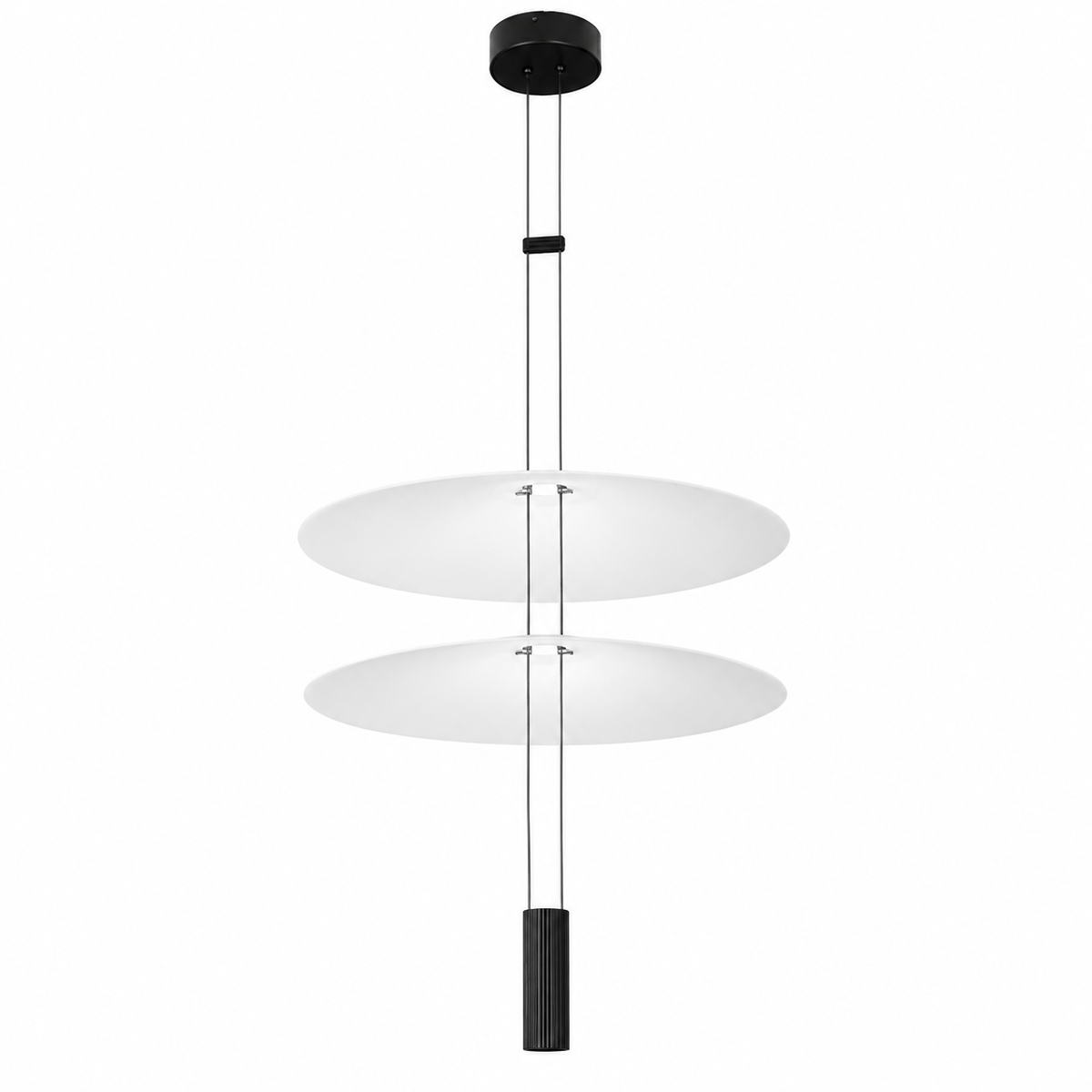 Люстра підвісна чорна з 2 білими плафонами H max-145 cm D-50 cm Led 9W Black+White Flamingo 260931-100008794