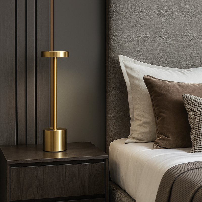 Настільна лампа золота акумуляторна H-34 cm Led 7W Gold Hermes 251188-100006553