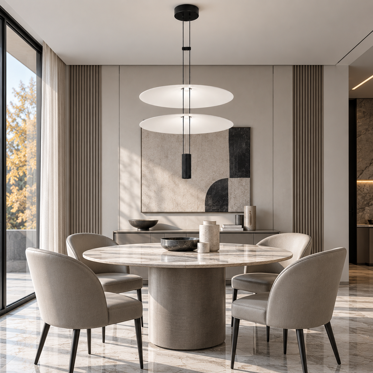 Люстра підвісна чорна з 2 білими плафонами H max-145 cm D-50 cm Led 9W Black+White Flamingo 260931-100008794