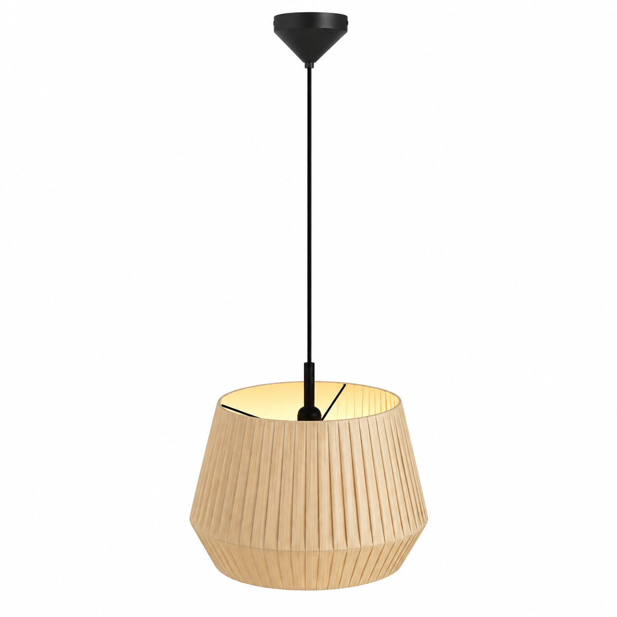 Світильник підвісний чорний з бежевим текстильним плафоном D - 40 cm E27 Black + Beige Norveo 26099-100009049