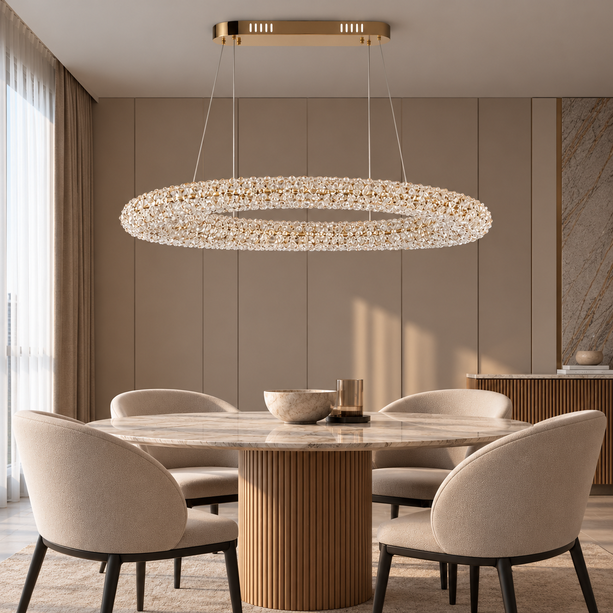 Люстра-кільце з LED і трьома режимами світла, золото чи хром 261031-100010185