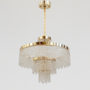 Люстра золота каскадна з кришталевим плафоном D-40 cm / D-60 cm/ D-80 cm Led Gold Crystal Cascade 251235-100006785