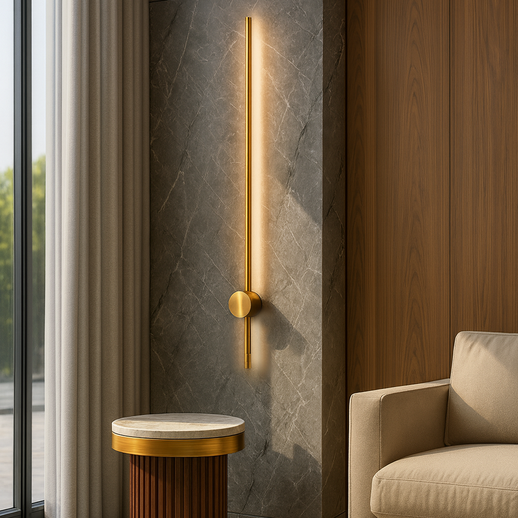 Світильники настінні золоті H-60cm / 90 cm / 125 cm Led 7W / 9W / 12W Gold 4000K Pipe Line 251036-100006397