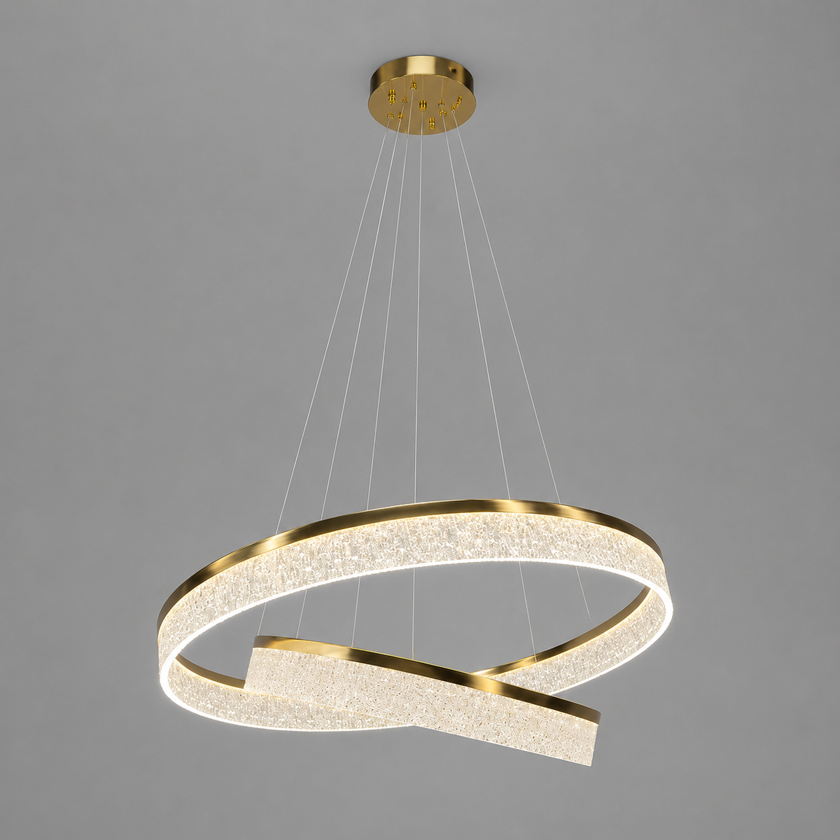 Люстра золота світлодіодна на 2 кільця D-60+40 cm Led 120W Gold Ice 260588-100007958