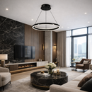 Люстра чорна підвісна кільцева D-60 cm / D-80 cm Led 58W / 68W Black Round Solo 260118-100007150